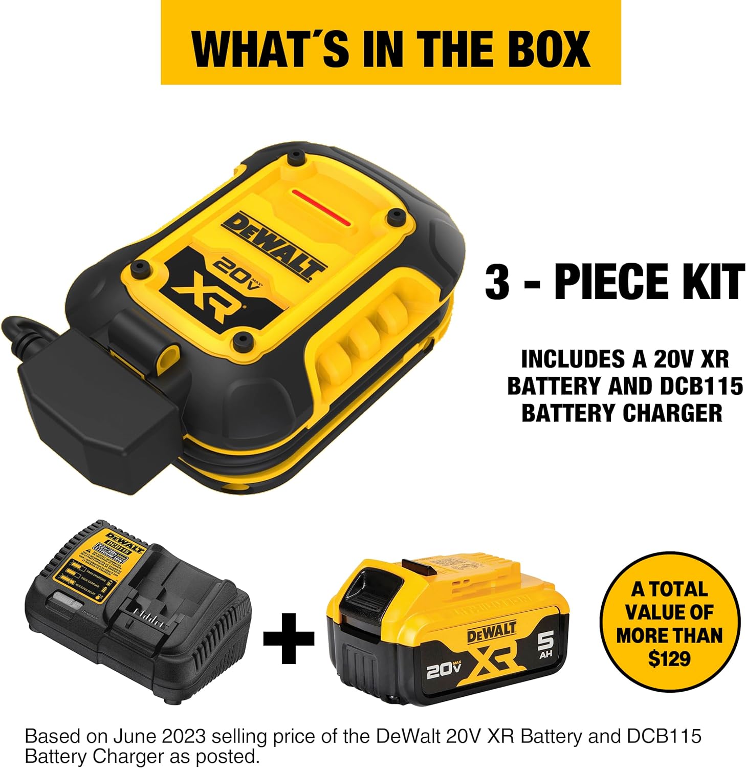 DeWalt DXAEOBDK 1 Amp Battery Maintainer 3-Piece Kit with 20